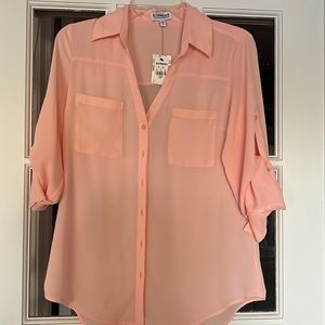 Express womens peach portofino shirt size small NWT